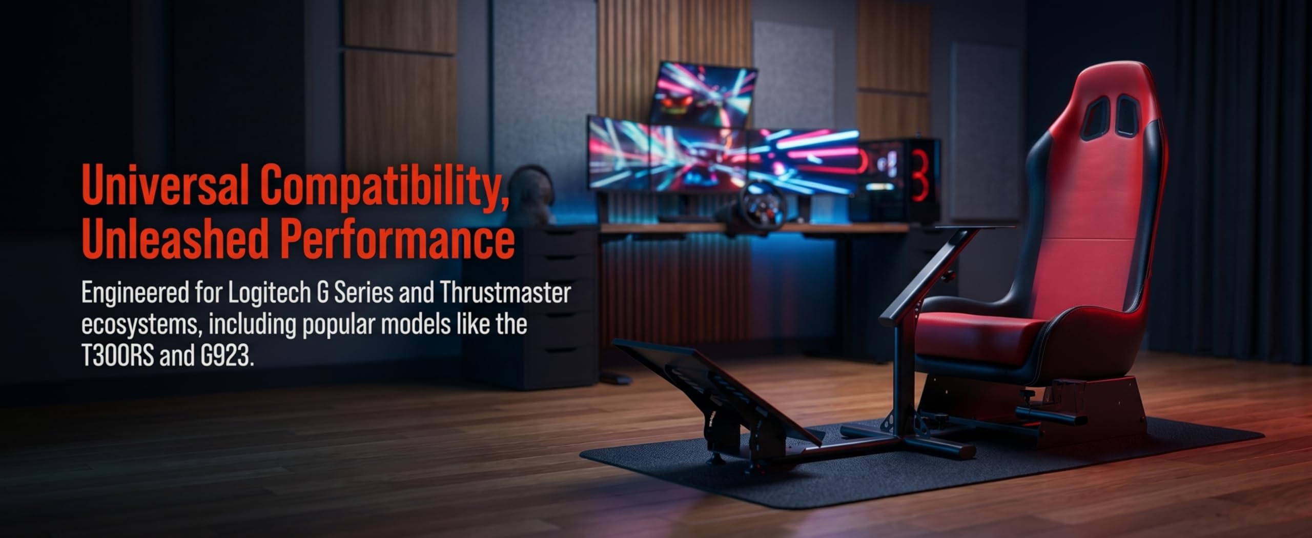 Racing Wheel Stand con Silla de Juego de Asiento Cabina de conducción para All Logitech G923 G29 G920 T150RS T300RSTX Rennrad T500RS T3PA Plataformas Xbox One, PS4, PC