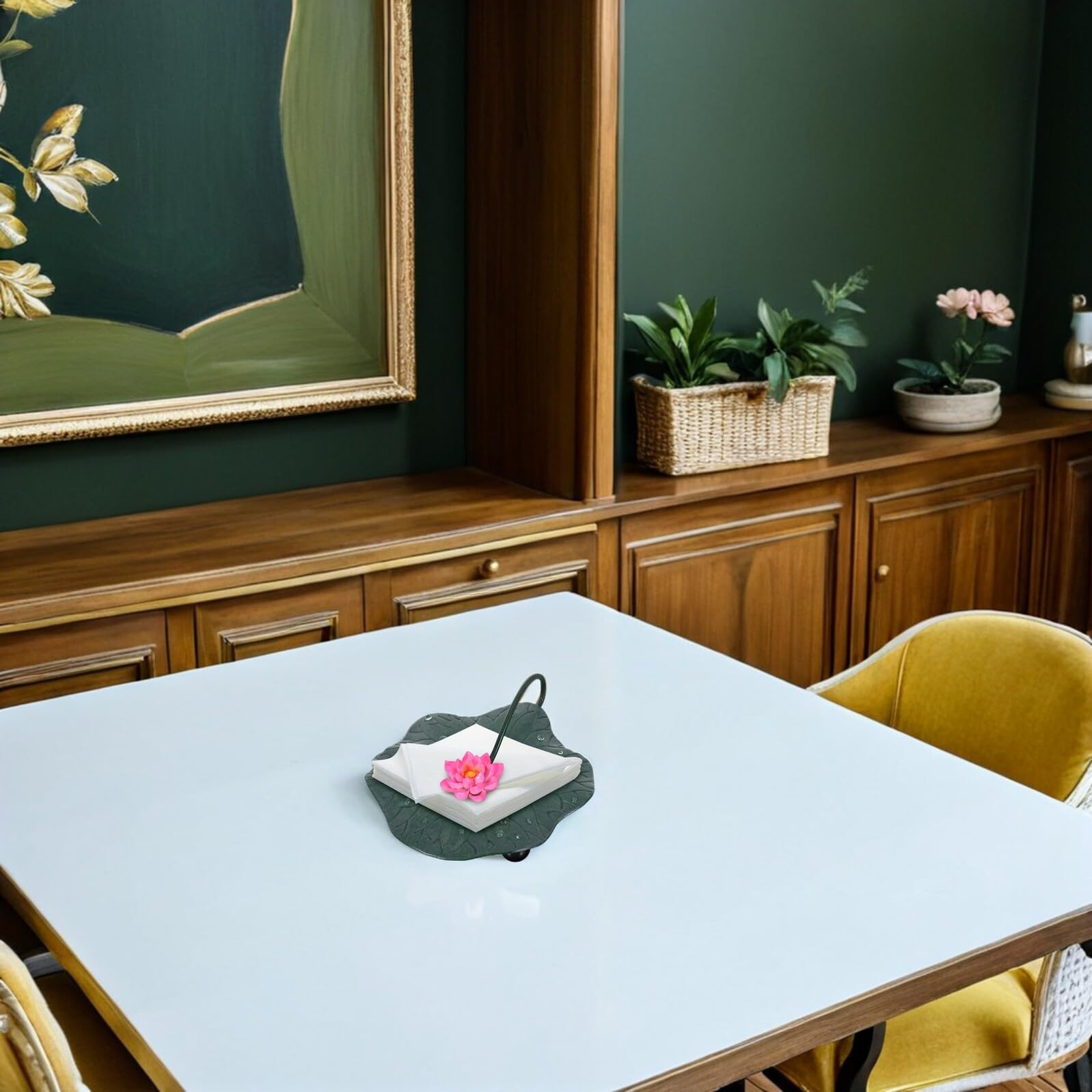 TOYANDONA Servilletero de Granja Diseño de Loto en Hierro para Mesa de Comedor Cocina Restaurante