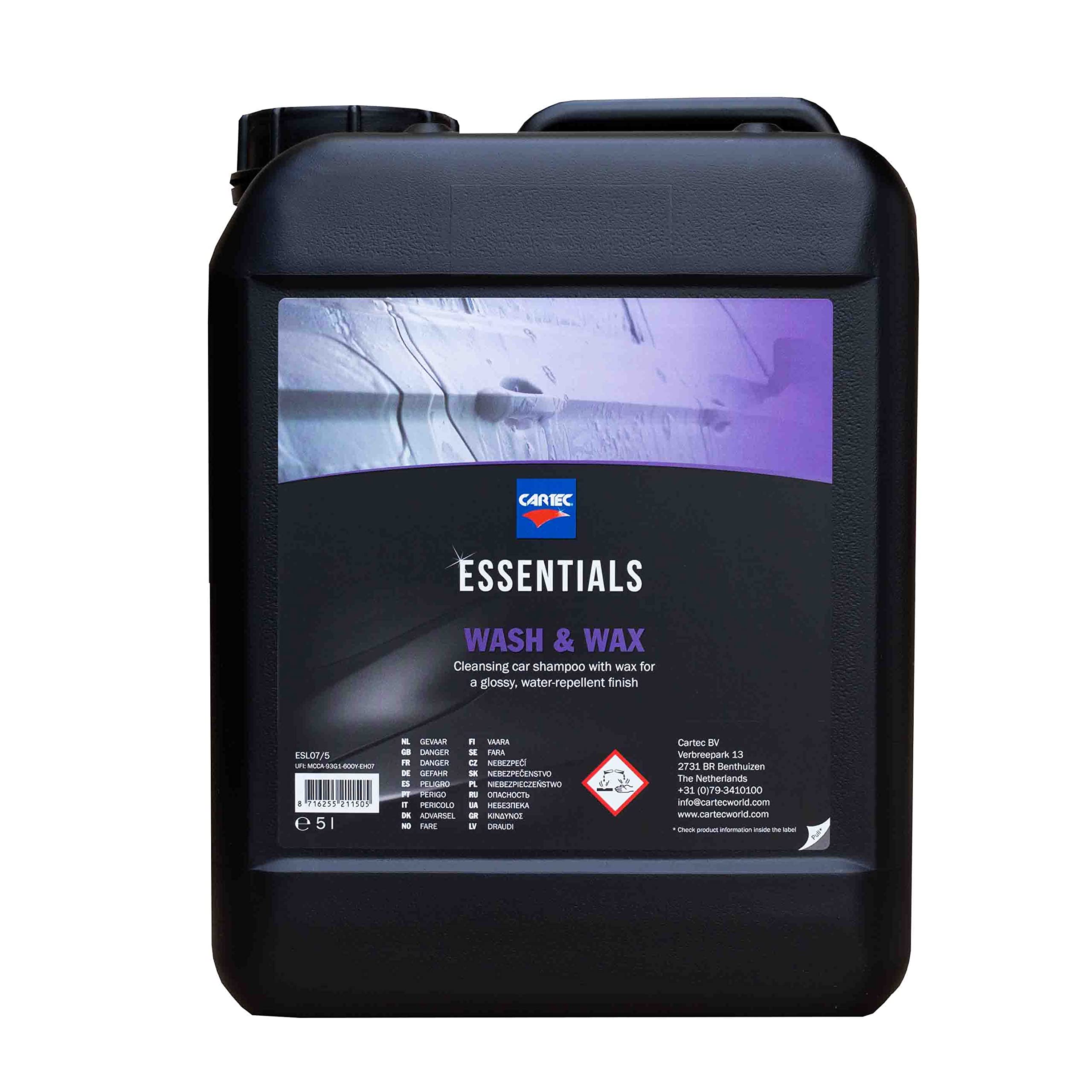 Shampoo Auto e Moto con Cera Idrofobica Protettiva Cartec Essentials WASH & WAX