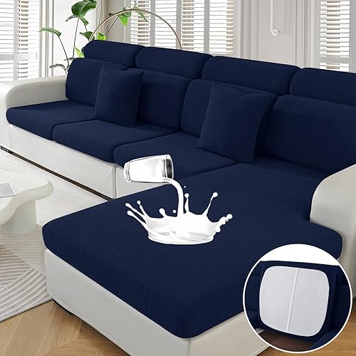 Miniatura 35 de MAXIJIN Fundas impermeables para cojines de sofá de 4 piezas para sofá seccional, funda deslizable para asiento, funda elástica para sofá seccional