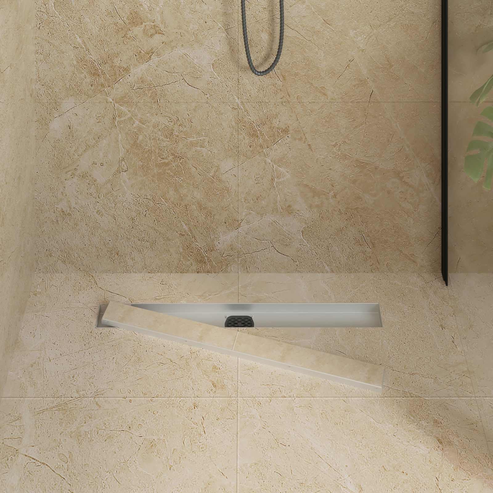 Desagüe de ducha de acero inoxidable 304 con sifón de 360°, ajustable de 0 a 30 mm, 70 cm de longitud, gorro reversible 2 en 1, válvula de desagüe para ducha y lavabo, accesorios de bañera en