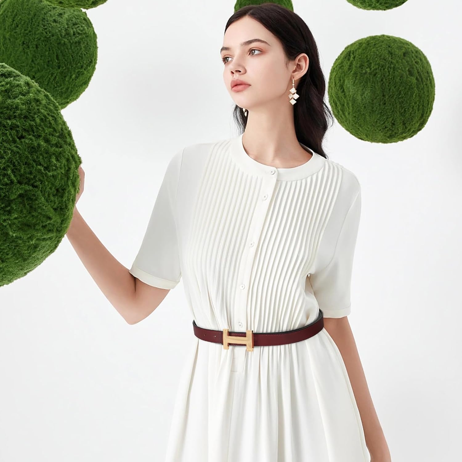 Relang Women's Belts with Gold Buckle, Fashion Waist Band, Elegant Ladies' Belt, Gift for Women - Image 3