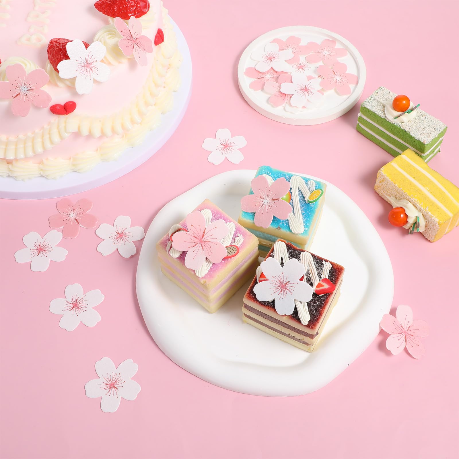 75 Essbare Blüten Aus Reispapier - Tortendeko In Rosa & Weiß