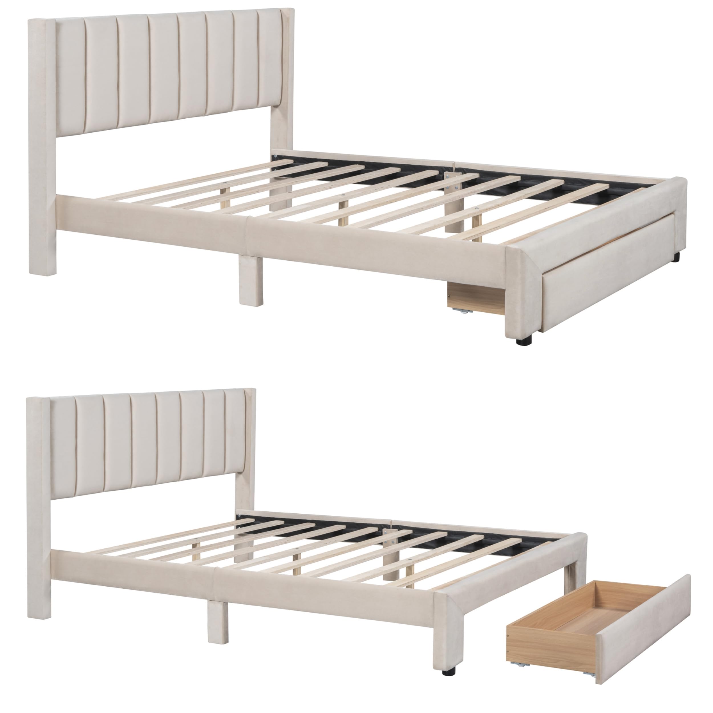 Amazon.com: SENZZ Full Bed Frame with Storage Drawers