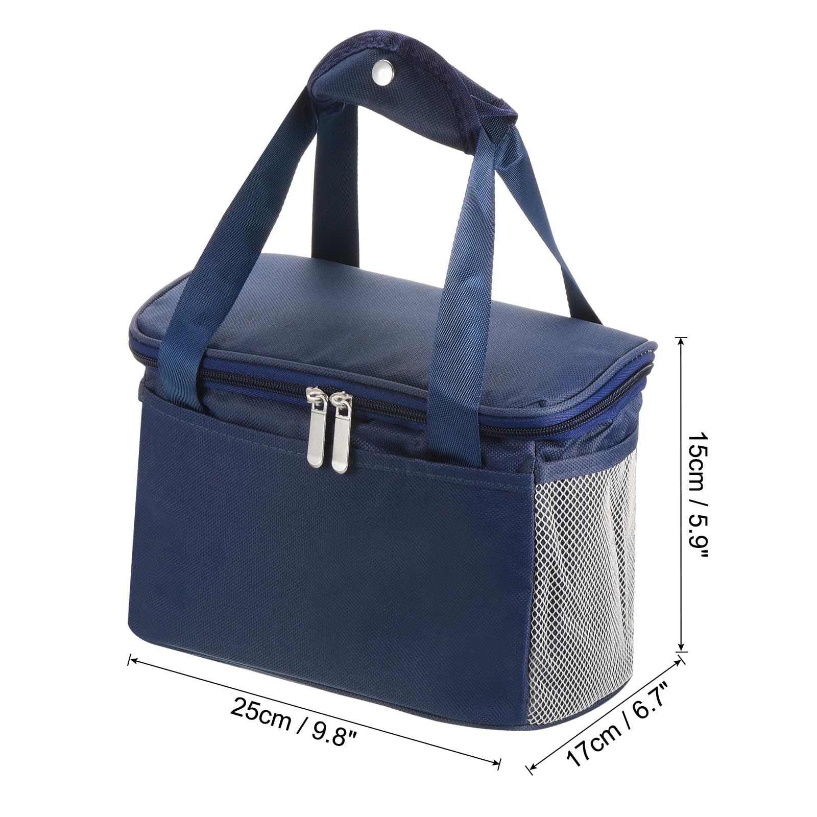 Boîte à déjeuner pour femme/homme, sac à déjeuner isotherme, sac fourre-tout thermique, récipient à déjeuner réutilisable 15 x 17 x 24,9 cm pour le travail, pique-nique en plein air, bleu marine