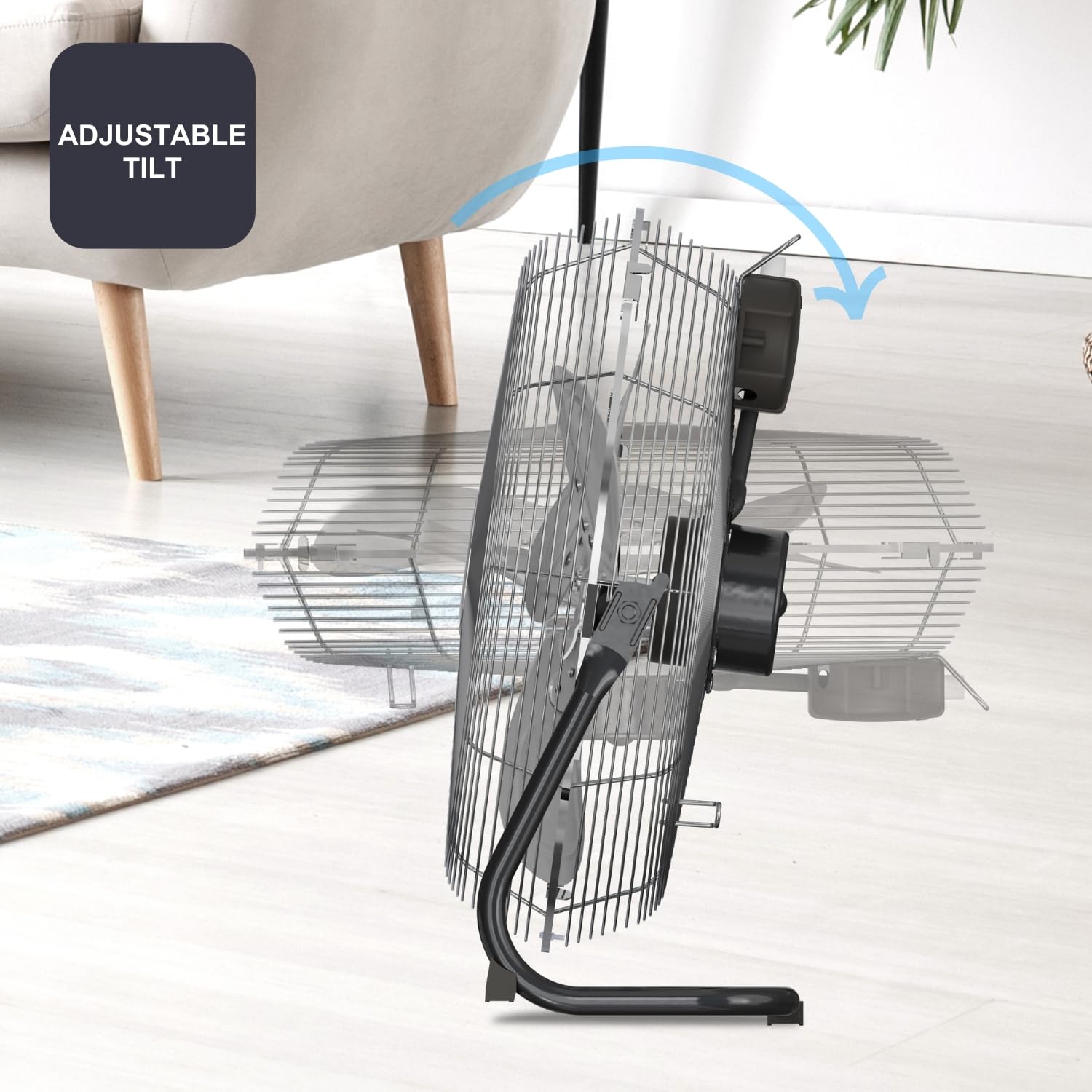 BLACK+DECKER - Ventilatore da Pavimento 60W | 3 Velocità | Diametro 35 cm | 3 Pale in Metallo | Inclinazione Regolabile | Base Antiscivolo | Maniglia Trasporto | Griglia Smontabile | Organizer Cavi
