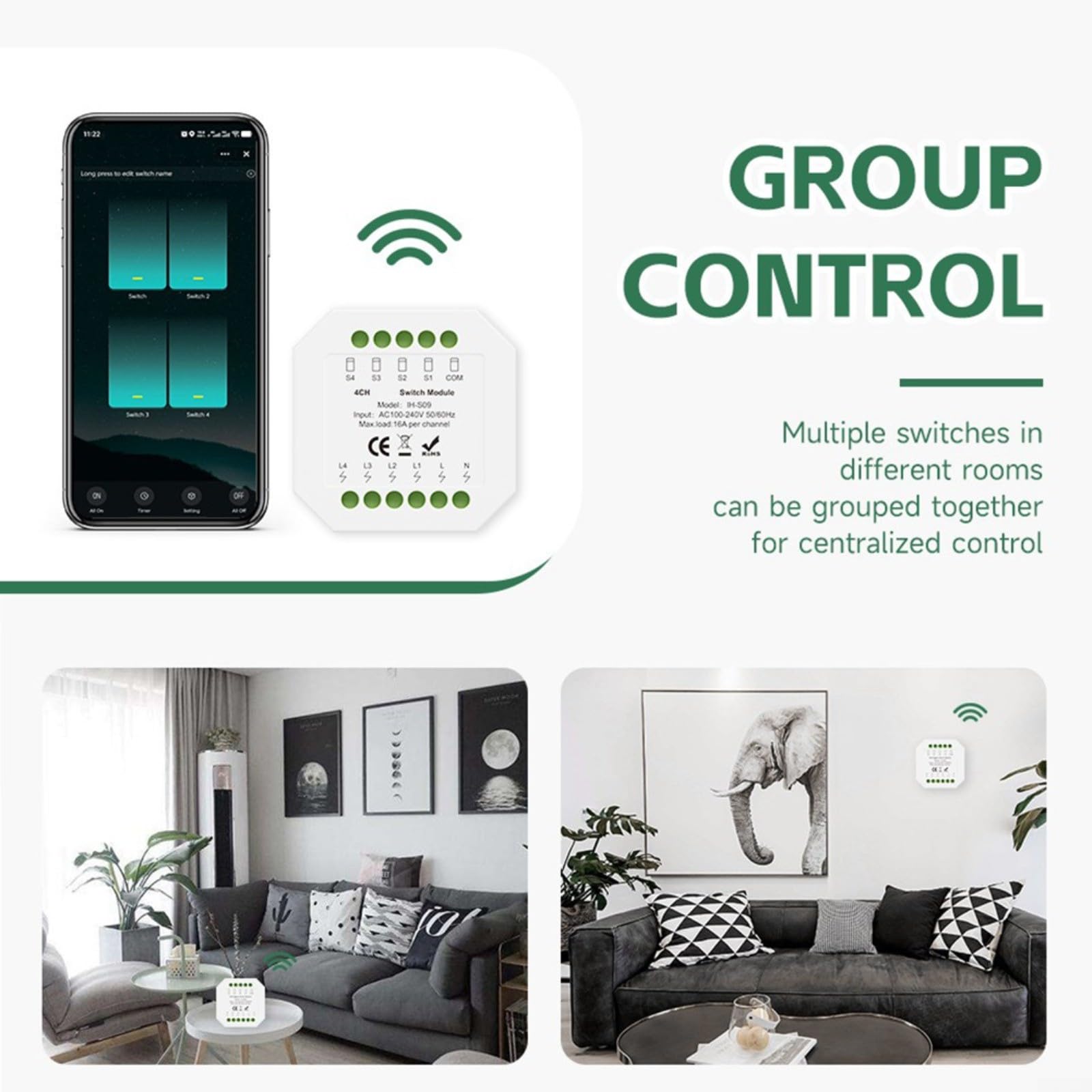 Módulo de interruptor inteligente 16A para Tuya para ZIGBEE 30 con aplicación y control de voz, carcasa ABS, blanco, ideal para escenas de automatización del hogar (Zig-bee 1 on)
