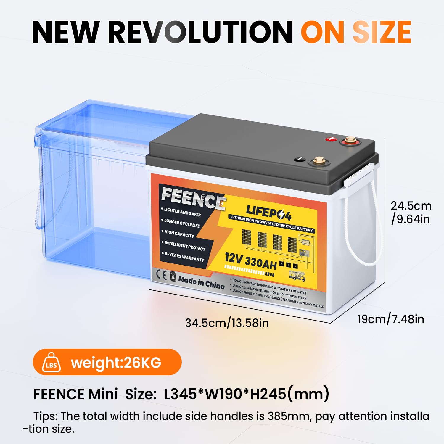 Batería de litio Mini LiFePO4 de 12 V 330 Ah, batería de coche BMS de 200 A, batería de litio Bluetooth, hasta 15000 ciclos, máx. 4224 Wh de energía con corte de baja temperatura, perfecto para