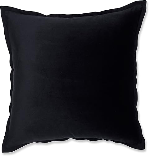 Pillow Perfect Almohada de terciopelo para interiores, 18 x 18 pulgadas, color negro