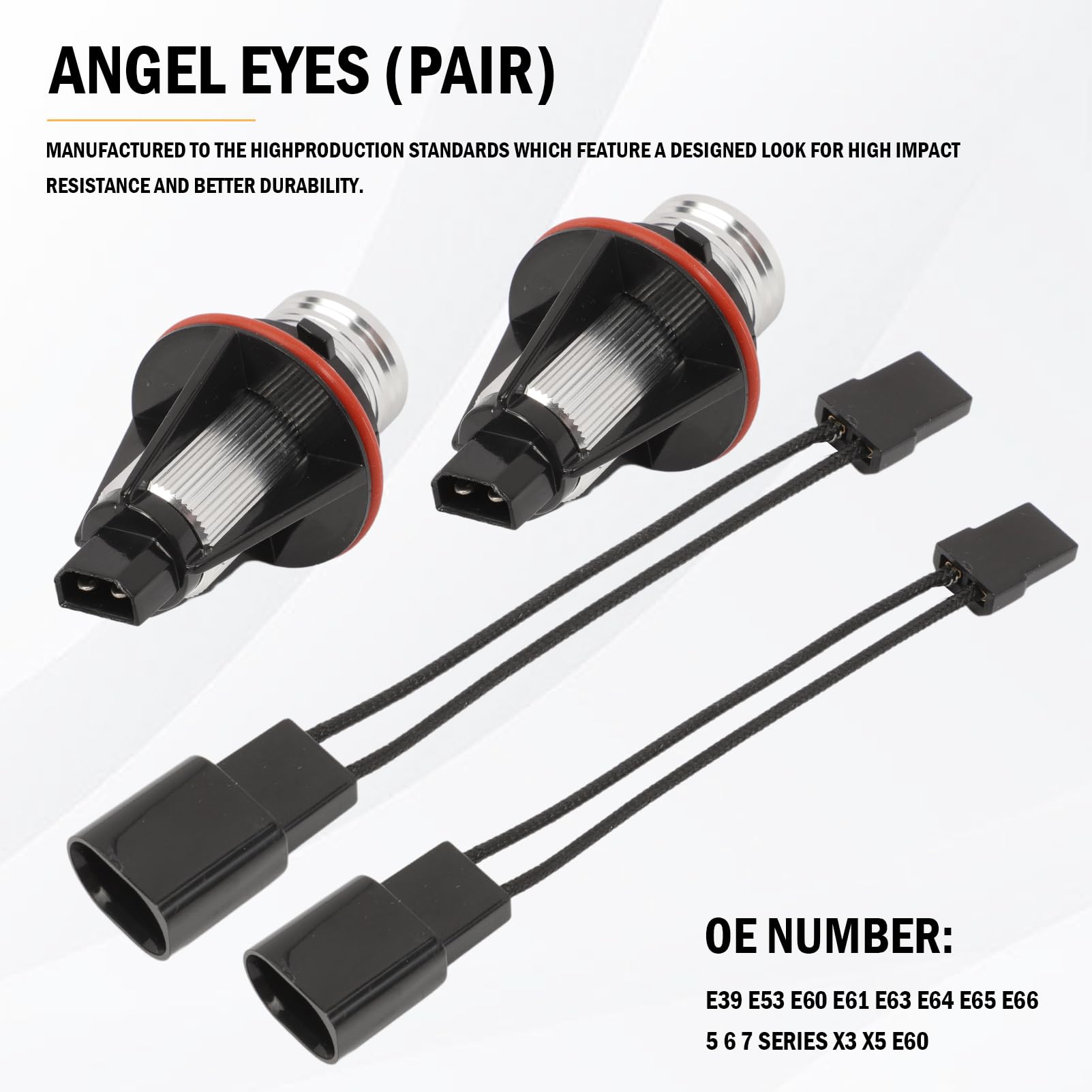 2x Angel eyes para E39 E53 E60 E61 E63 E64 E65 E66 E87 Halo Marker Ring 6000k 10W componentes decorativos de iluminación para faros de coche Marker Ring (Blanco)