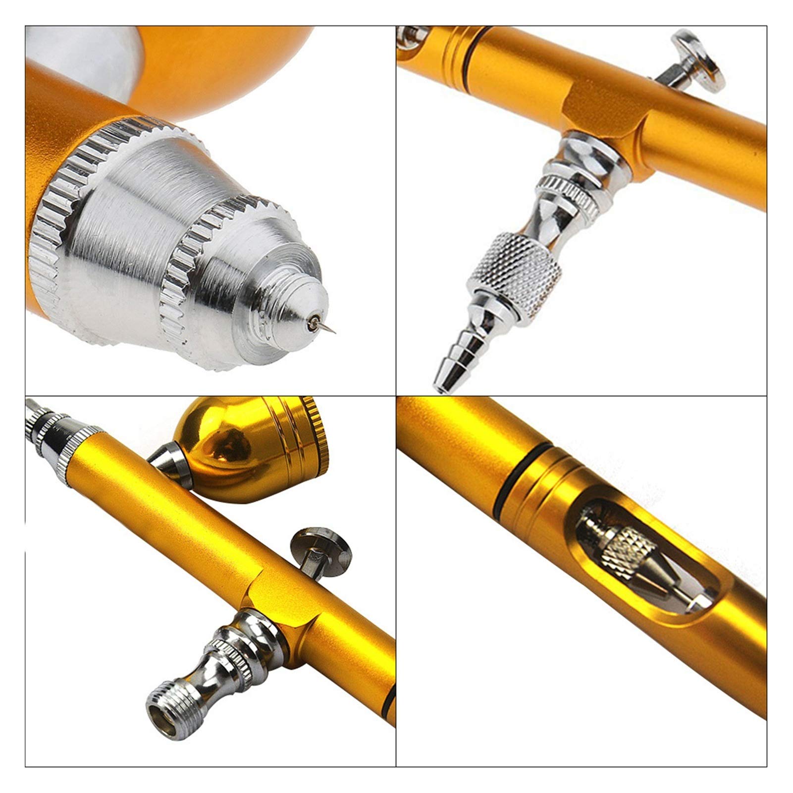 kit de aerógrafo 0.3mm 7cc Feed Dual Acción AirBrush Gravity Gravity Air-Cepillo Airbrush Kit para maquillaje Nail Art Design Craft Tattoo Pastel Decorating aerógrafo (Color : Gold style A)