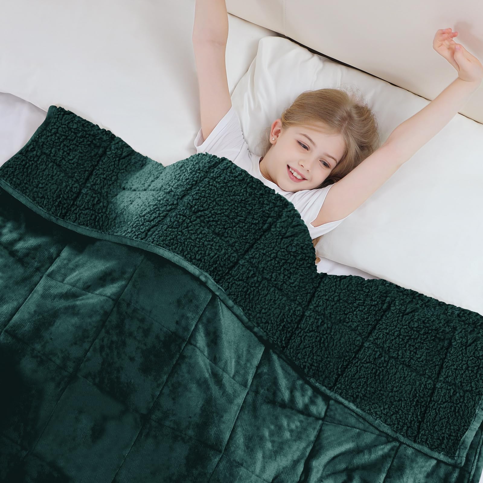 Aemicion sherpa fleece weighted blanket, green, 48 x 72 inches