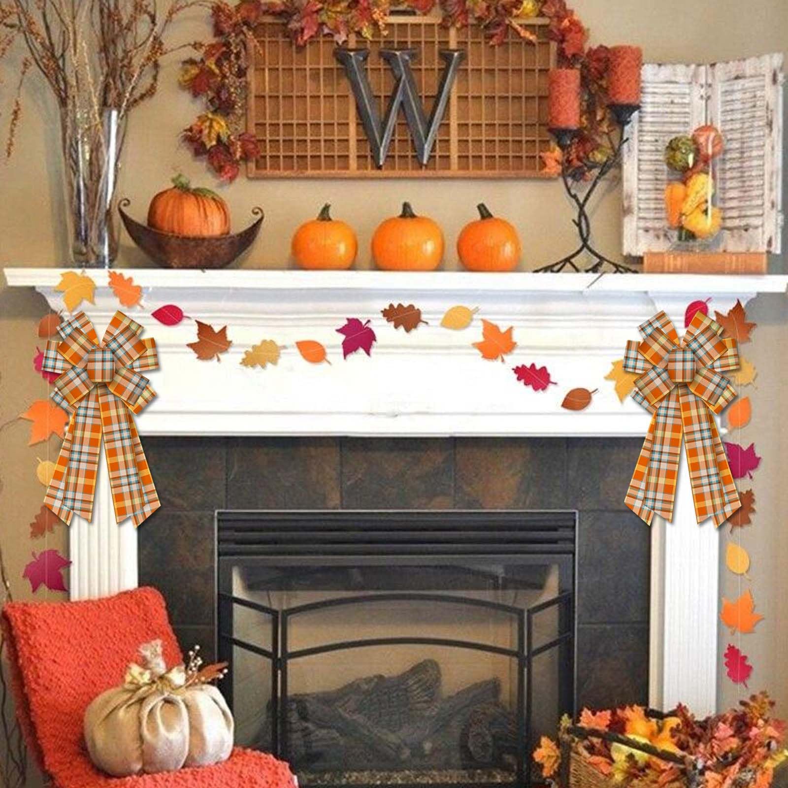 Couronne d'automne Décorations de Thanksgiving pour porte d'entrée avec citrouilles, pommes de pin, baies d'érables artificielles, couronne, automne, récolte d'automne, Thanksgiving, couronne de