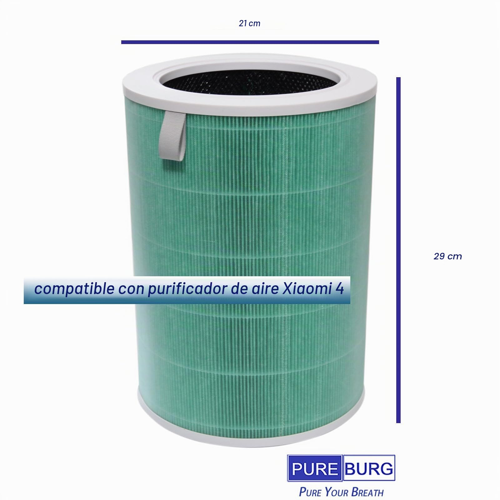 PUREBURG Filtro de aire H13 HVAC, compatible con Xiaomi 4, filtración de 4 etapas, carbón activado, 1 paquete