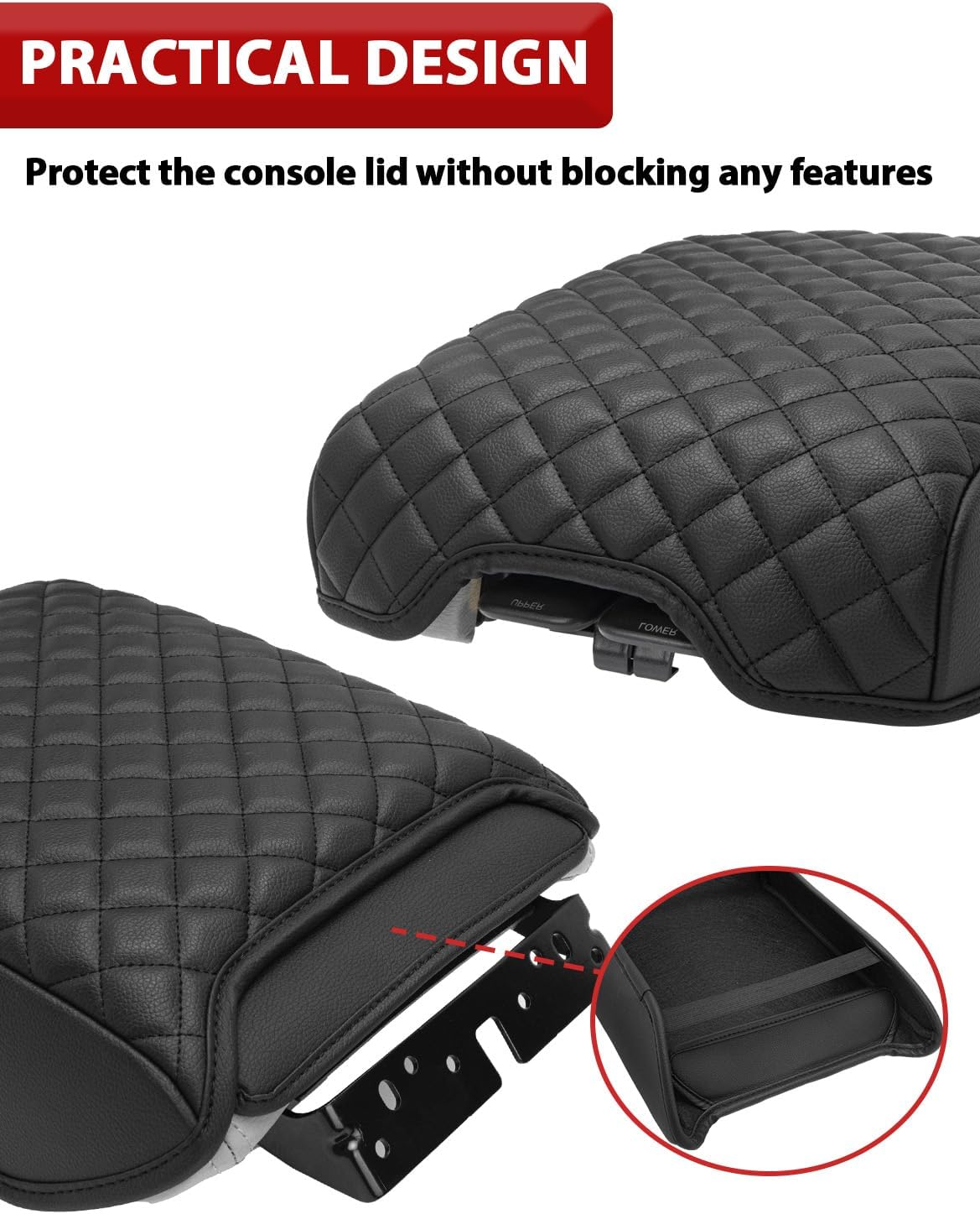 KBH Center Console Cover for 2013-2020 Infiniti QX60 & JX35, Nissan Pathfinder Accessories, Vinyl Leather Trim, Armrest Full Protector Arm Rest Cushion Pad, Anti-Scratch, Black