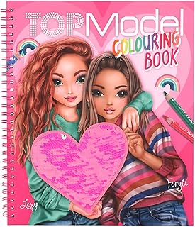 TOPModel 12977 Colouring Book with Sequin Design, 40 Model Designs for Creative Design, Includes Sticker Sheet