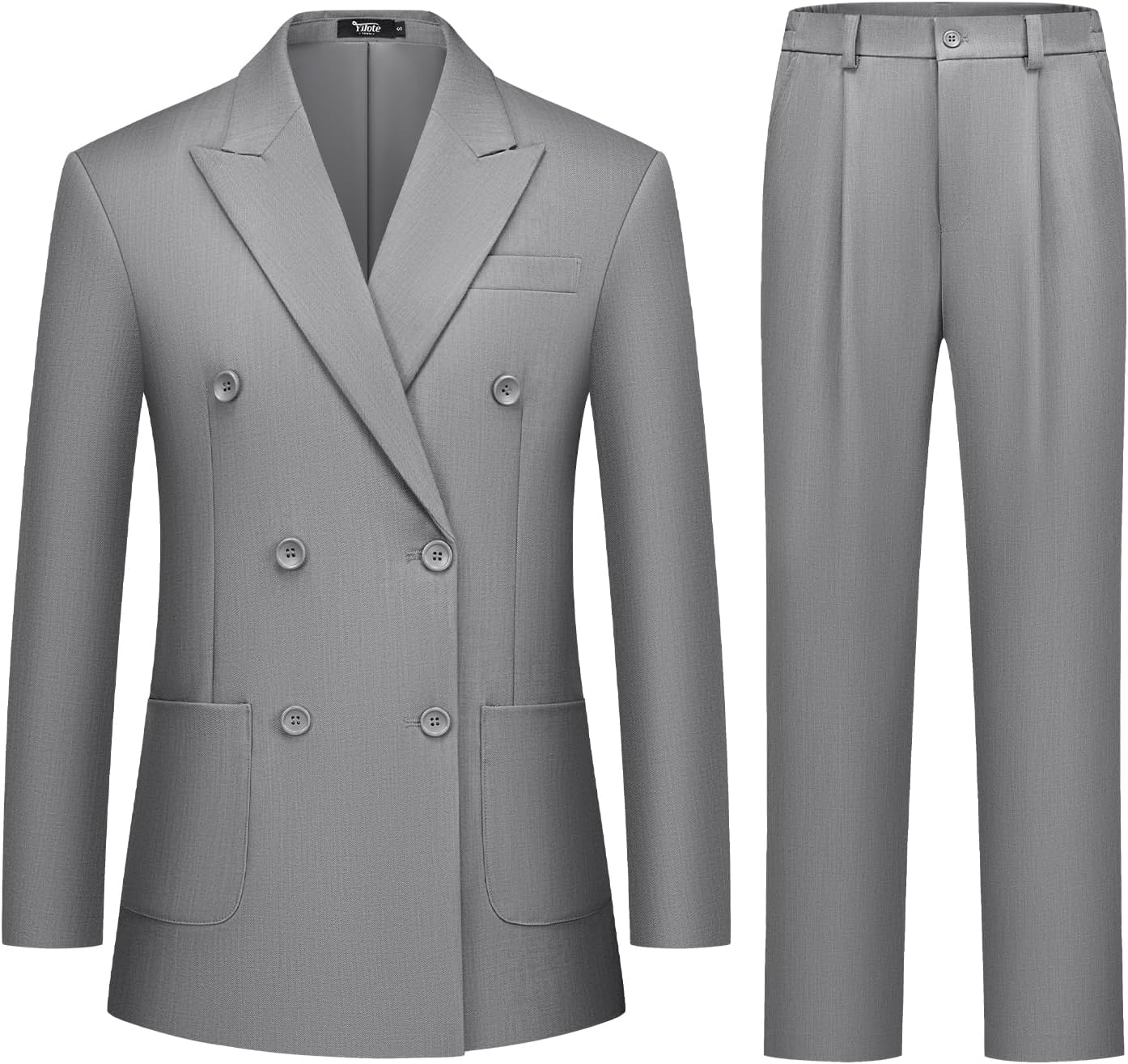 Women's 2 Piece Double Breasted Blazer and Wide Leg Pants Pocket Business Casual Office Suit