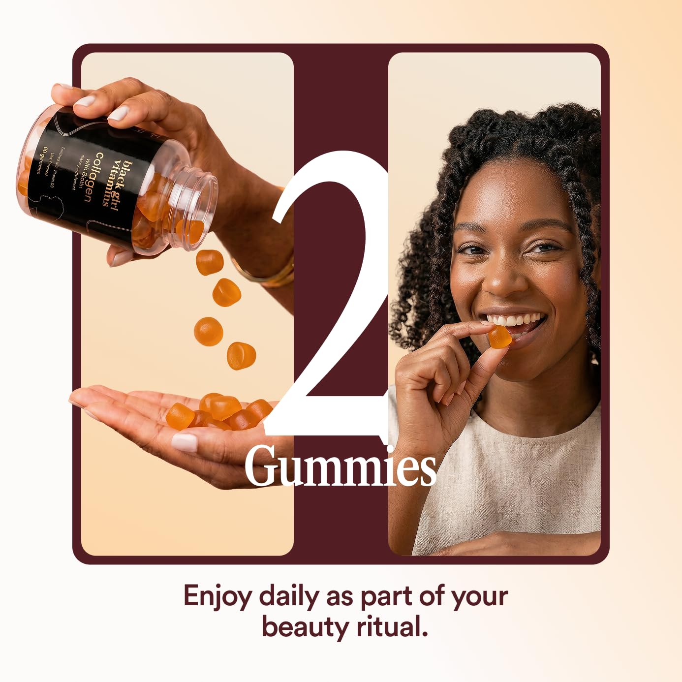 Black Girl Vitamins - Collagen Gummies for Hair, Skin, and Nail Support, with Vitamin C, Vitamin E, and Biotin, Gluten-Free, (Lime), 60ct — Amazon image 7
