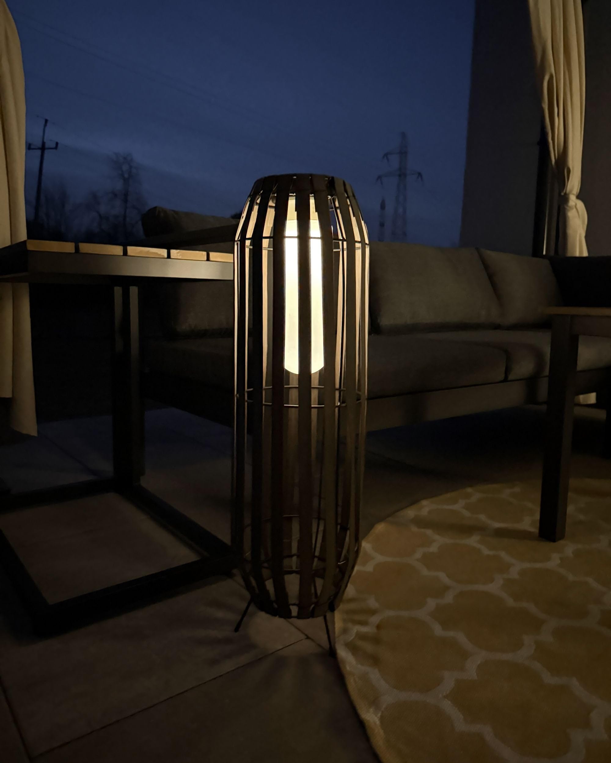 Lampion solarny LED energooszczędny klosz z syntetycznej plecionki ogrodowa dekoracja ciemnobrązowy Muzizi