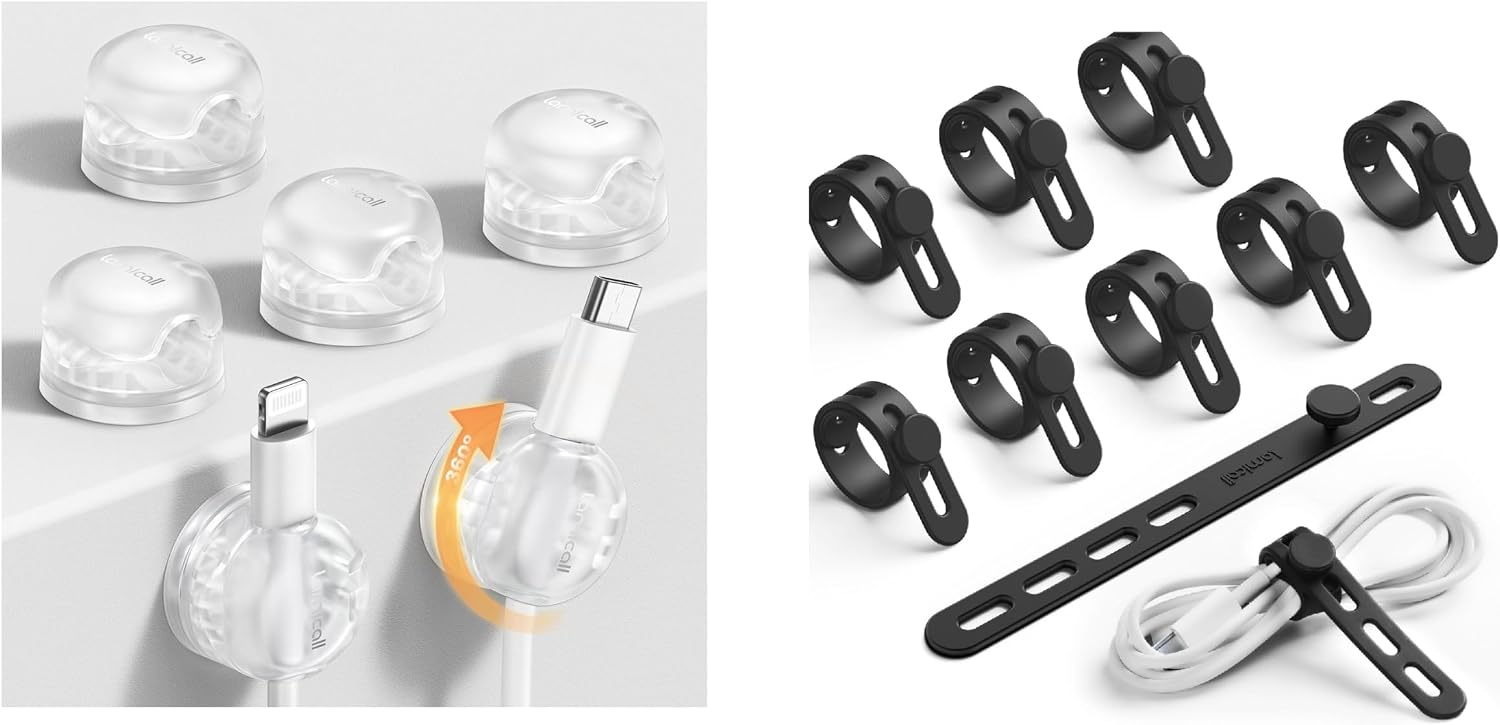 Lamicall Silicone Cable Ties + Rotating Cable Clips