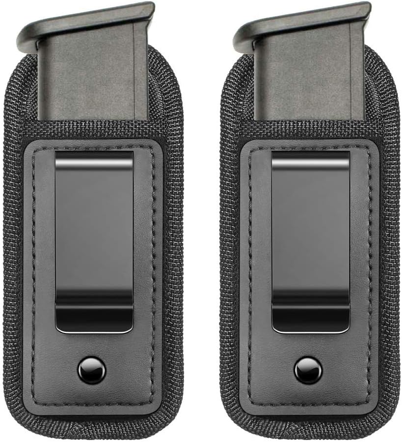 IWB Waistband Pistol Handgun Magazine Holster Pouch for 9mm .40 .45 Fits 7 10 15 Round Single Double Stack Mags for Glock17 26 19 Sig Sauer S&W Springfield XD M1911 Ruger