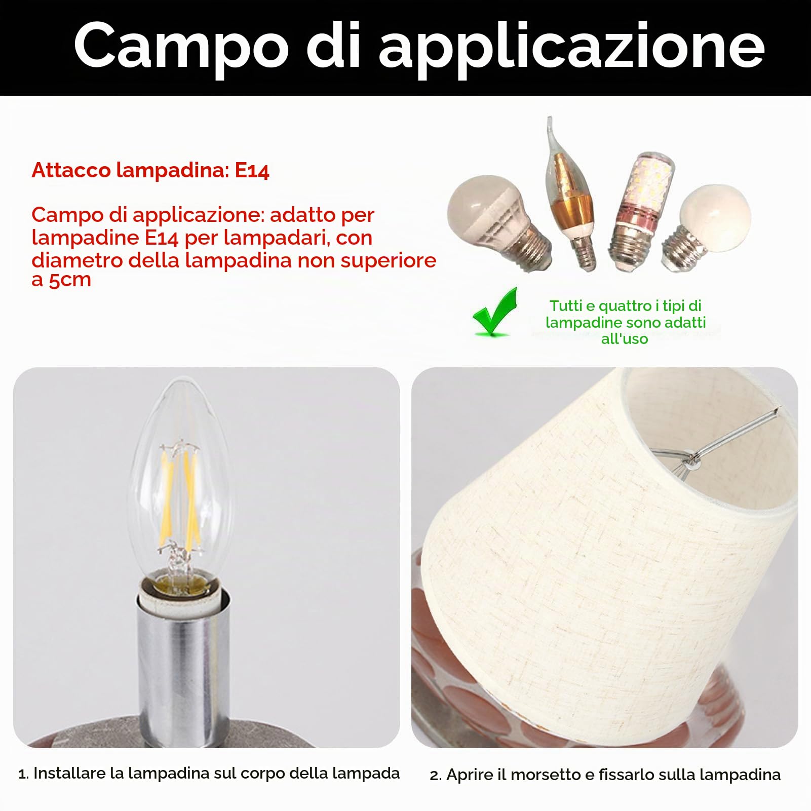 6 Pezzi Paralumi in tessuto con Clip, Clip On Lampadario Paralumi per Candela Lampadario di Cristallo, 3,5 x 5,2 x 5,5 pollici