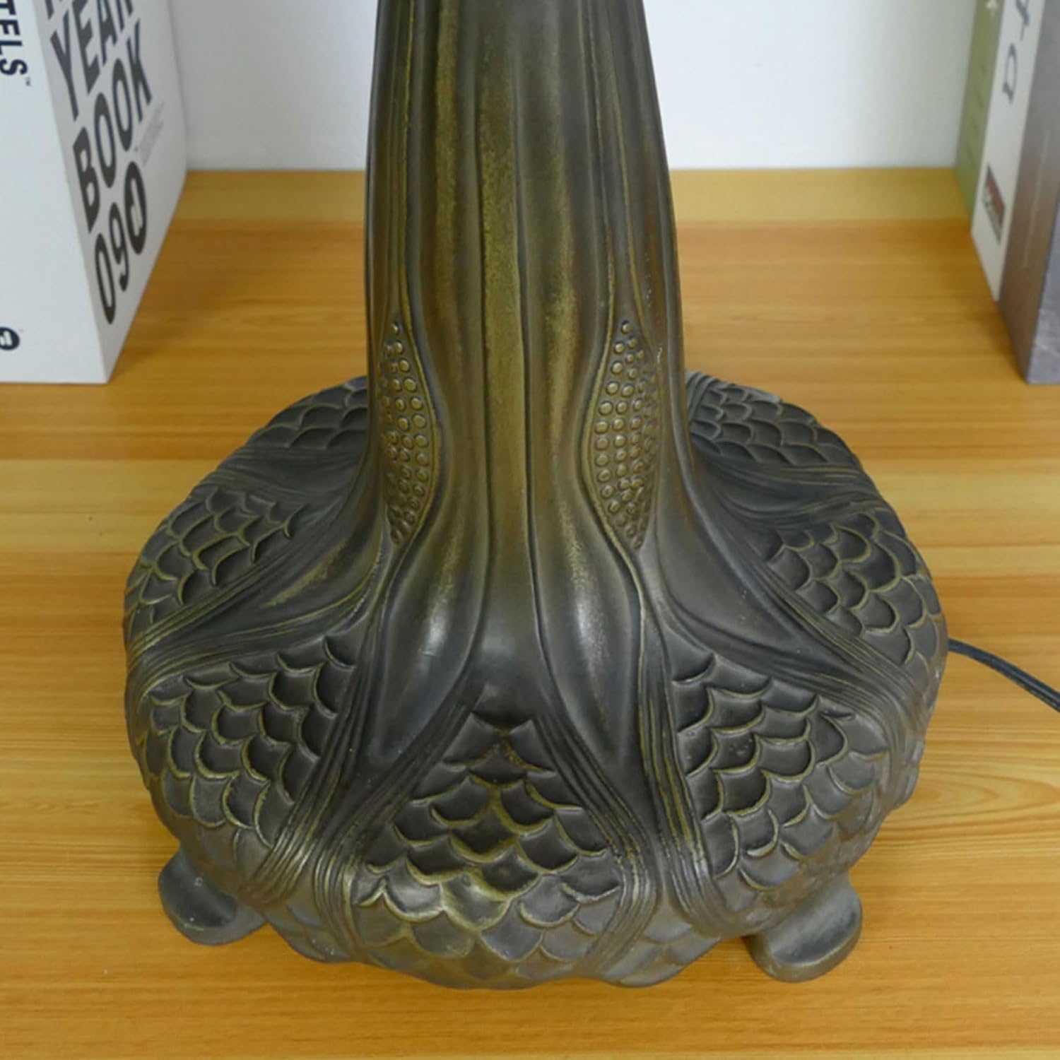Table Lamp Base Replacement, Only for 20 Inch Tiffany Style Stained Glass Lampshade Pole Height 27 Inch Bronze Finished Alloy Desk Lights Base with 3 Lights