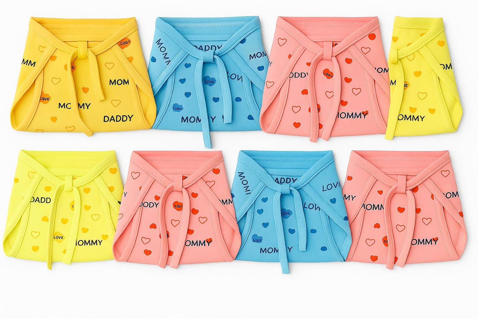 NONIU Reusable Baby Cotton Nappies Langot for Newborns | Washable & Adjustable | 0-6 Months | Pack of 10 | Multicolor | Soft Cloth Diaper for Infant Boys & Girls