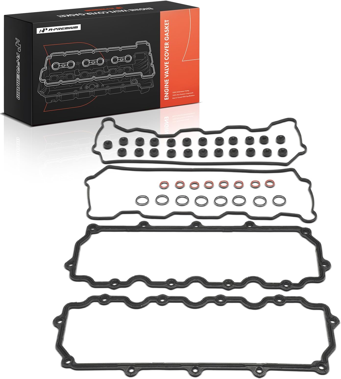 A-Premium Upper and Lower Engine Valve Cover Gasket Set Compatible with Ford F-250 F-350 F-450 F-550 Super Duty 2003-2007, E-350 E-450 Super Duty 2004-2010, E-350 Club Wagon 2004-2005, Excursion, 6.0L
