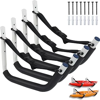 Kayak Storage Rack, Kayak Wall Mount for Garage, Kayak Storage Rack Wall Mount for Hanging Canoe Surfboard Snowboard Paddle Board Ladders Bikes- for Garage or Shed Outdoor Storage (4 Pack 3 Color)