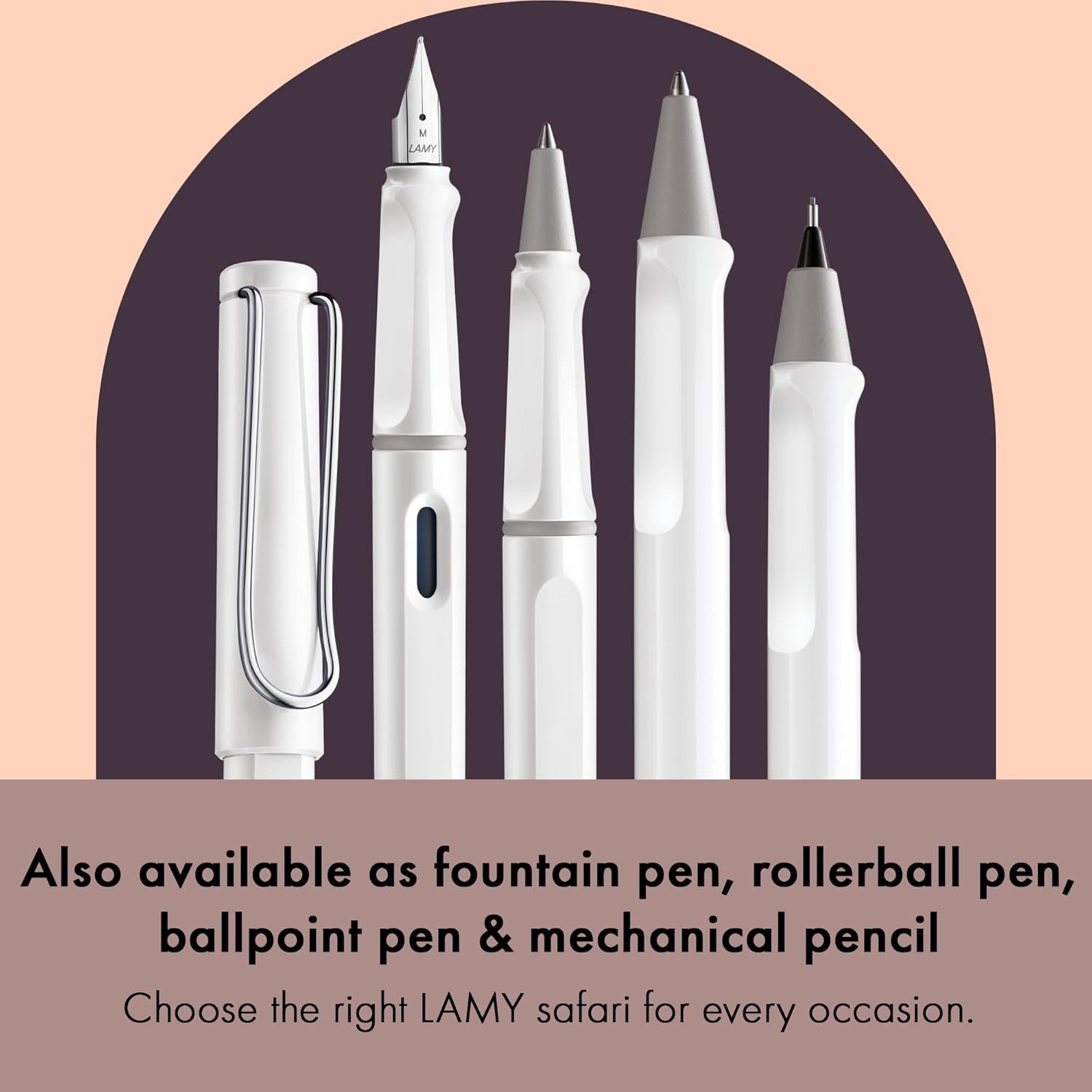 LAMY safari roll-ink white - Ink Cartridge Rollerball Pen with ergonomic grip & line width M - for pleasant long writing - made of robust ASA plastic - including LAMY T10 blue cartridge