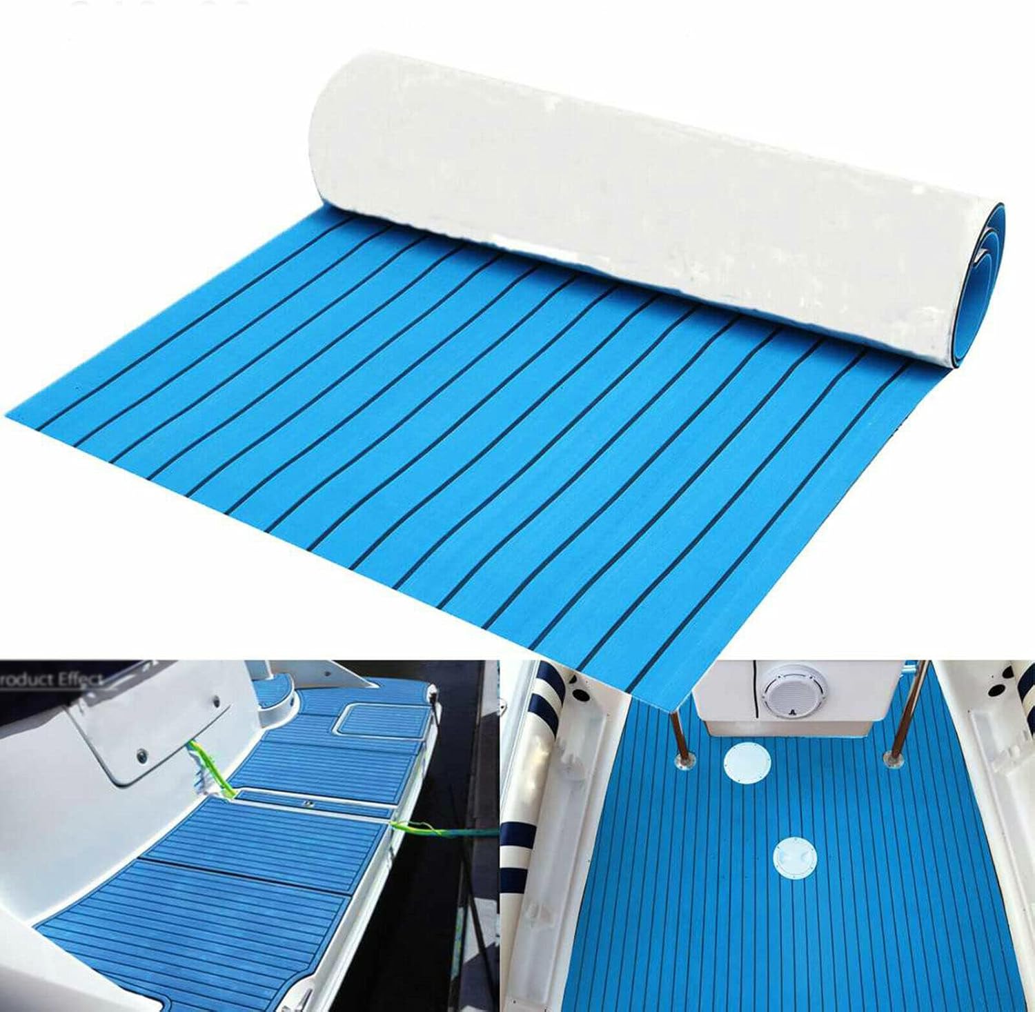 EVA Foam Sea Deck Boat Flooring Teak Decking 45/60/90/120 Cm Non-Slip Faux Teak for Boat Motorboat RV Yacht Kayak,Blue,240X45CM