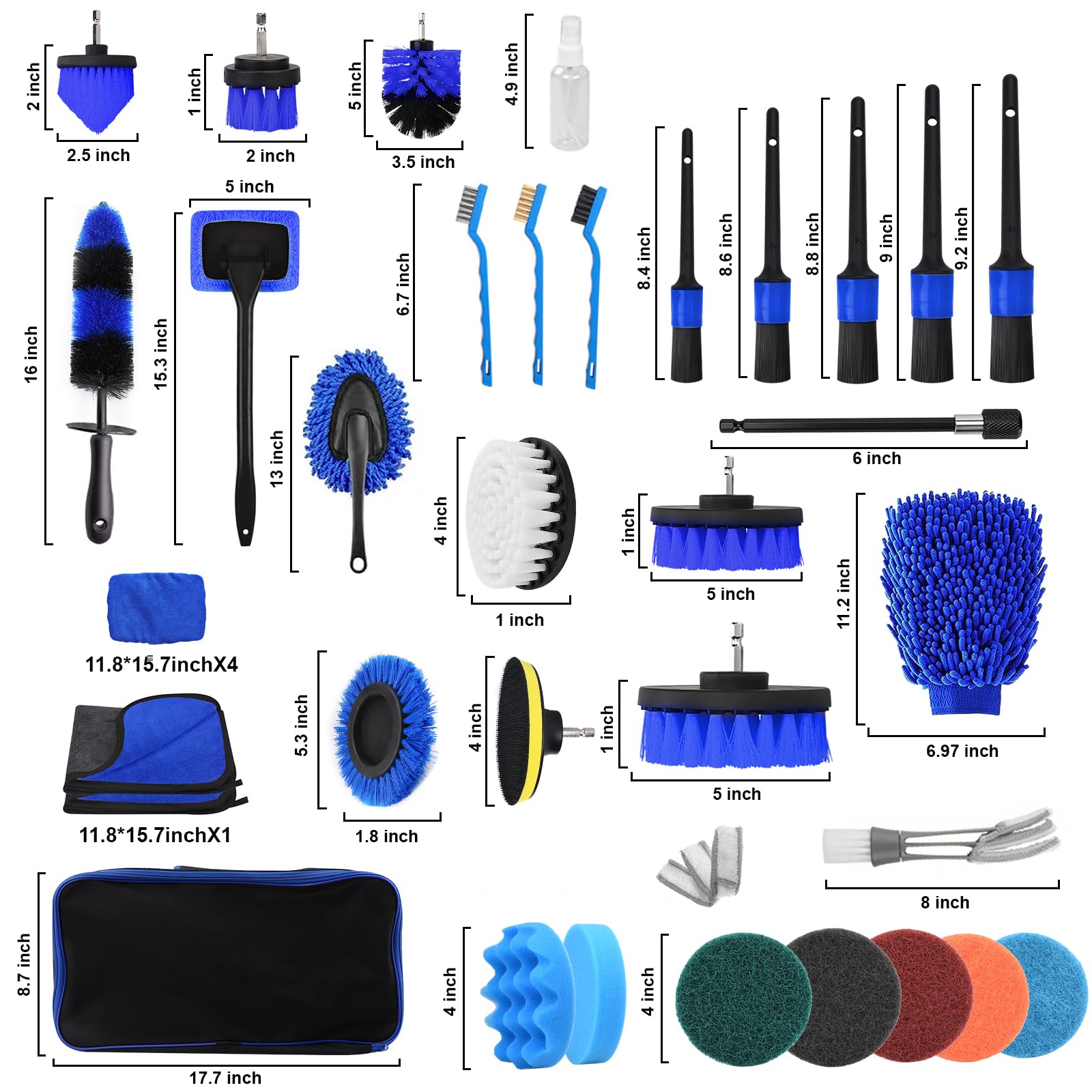 UCAMP Kit Pulizia Auto,Kit Lavaggio Auto,Kit Pulizia Auto da 37 Pezzi per Interni ed Esterni, Kit Lucidatura Auto,Esperto Kit Pulizia Auto Interni per la Pulizia Domestica & la Cura Dell'auto