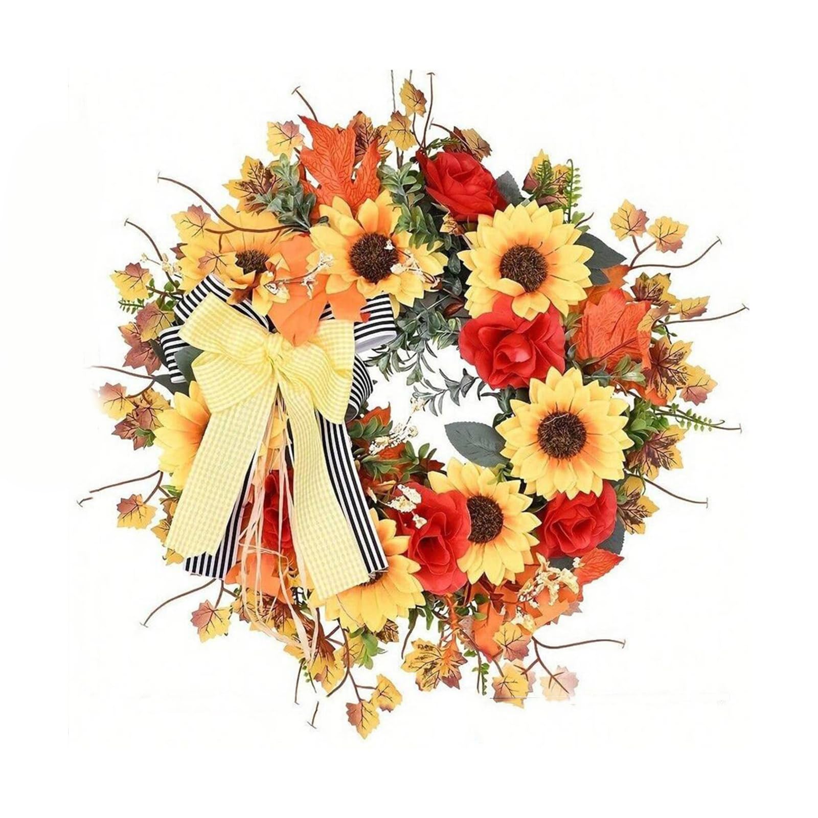 Kalttoy Artificial Wreath for Front Door Farmhouses Garden Thanksgiving Centerpieces Wreath for Indoor and Outdoor Decoration Home Decoration