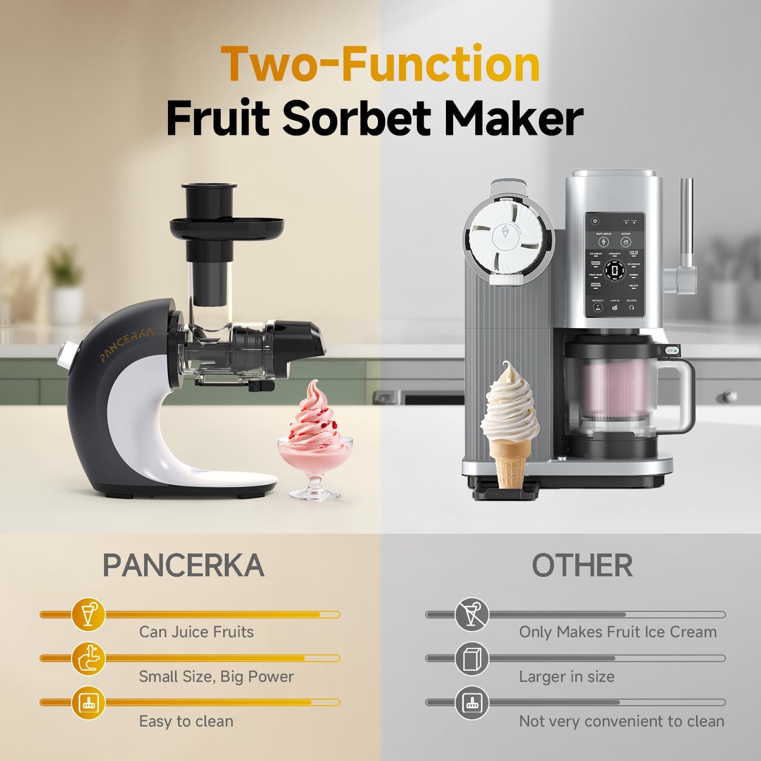 Frozen Fruit Sorbet Maker, Soft Serve Ice Cream Machine for Healthy Vegan and Dairy-Free Treats, Easy to Clean