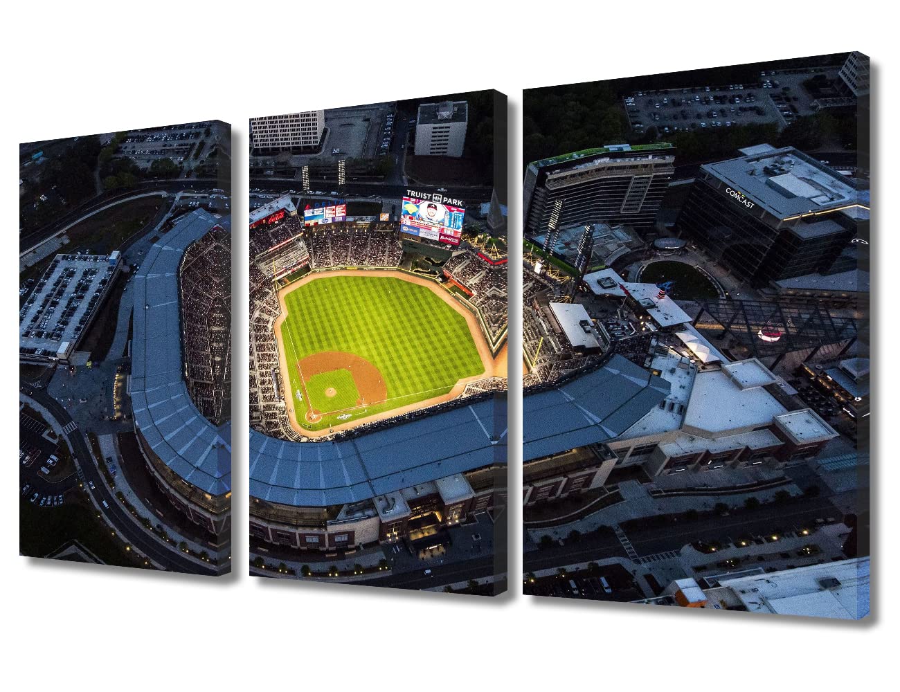 TUMOVO Leinwand-Wandbild Truist Park Baseball Stadion – 3-teilig, 91,4 X 61 Cm | Fertig Zum Aufhängen