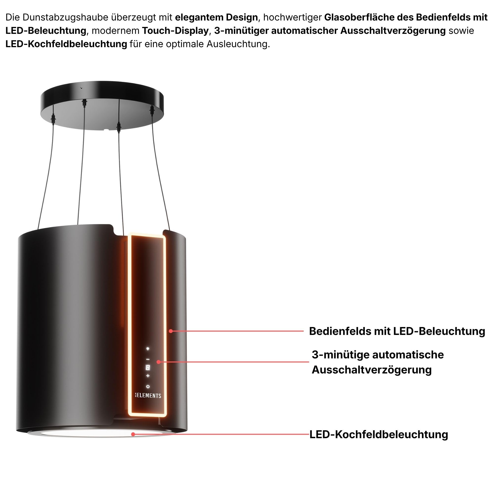 Inselhaube, dunstabzugshaube insel freihängend, Dunstabzugshaube mit 1000m³/h starke Saugleistung, Brushless-Motor, mit Fernbedienung