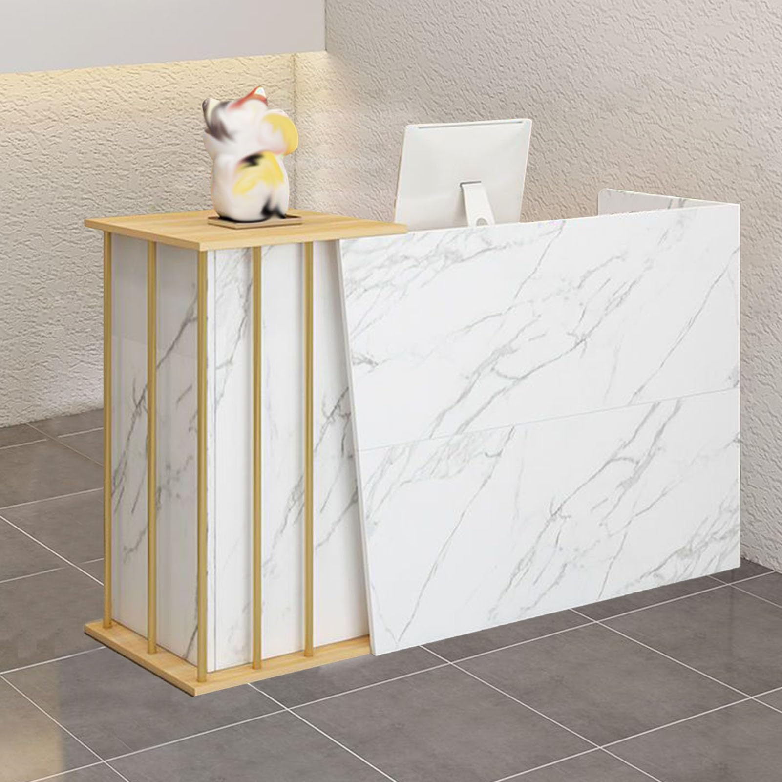 Banchi di Reception Bancone del Negozio Banco Cassa Banco Vendita al Dettaglio Piccolo Banco Reception Banco Reception con Bancone per Supermercato Minimarket Hotel(Size:120CM,Color:b)