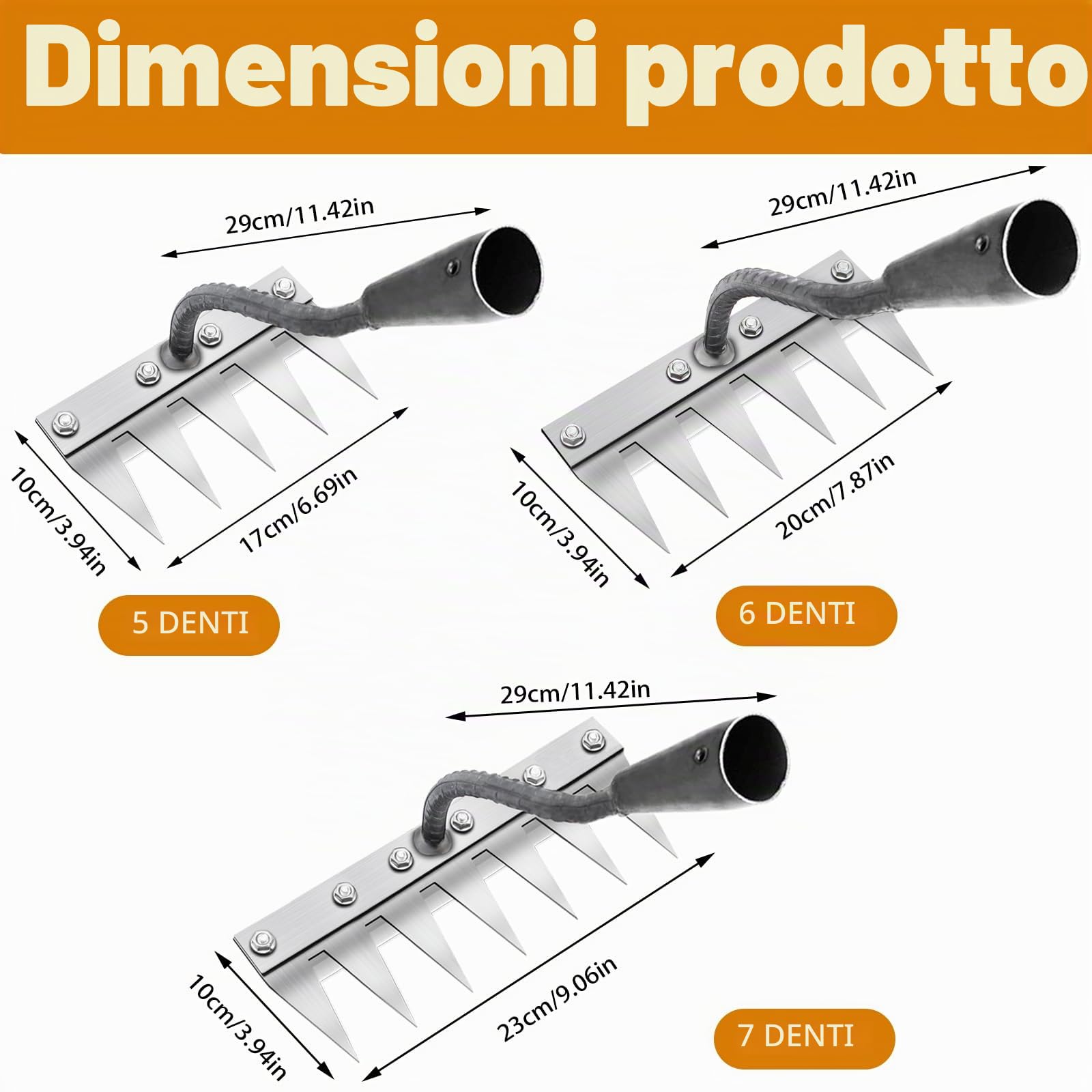 Rastrello Multifunzione Elimina Erbacce, Rastrello Giardino Portatile, Sarchiatore per Erbacce Manuale per Agricoltura e Giardinaggio, Rastrello Manuale per Erbacce, per Estirp (7 Denti)