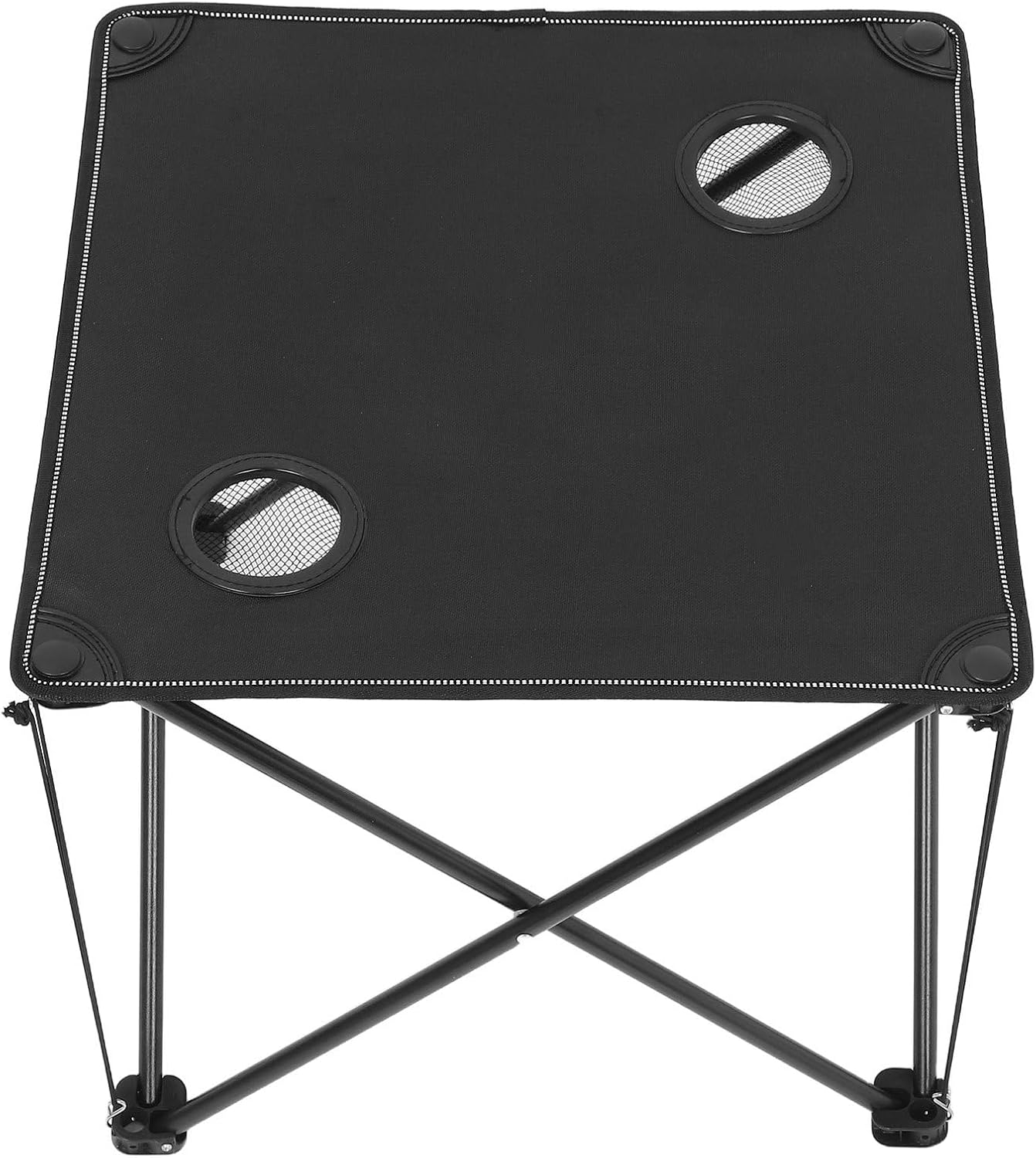 Zerodeko Portable Outdoor Folding Camping Table with Drink Holder, Lightweight Foldable BBQ Grill Side Table for Travel, Picnic, Fishing, and Hiking