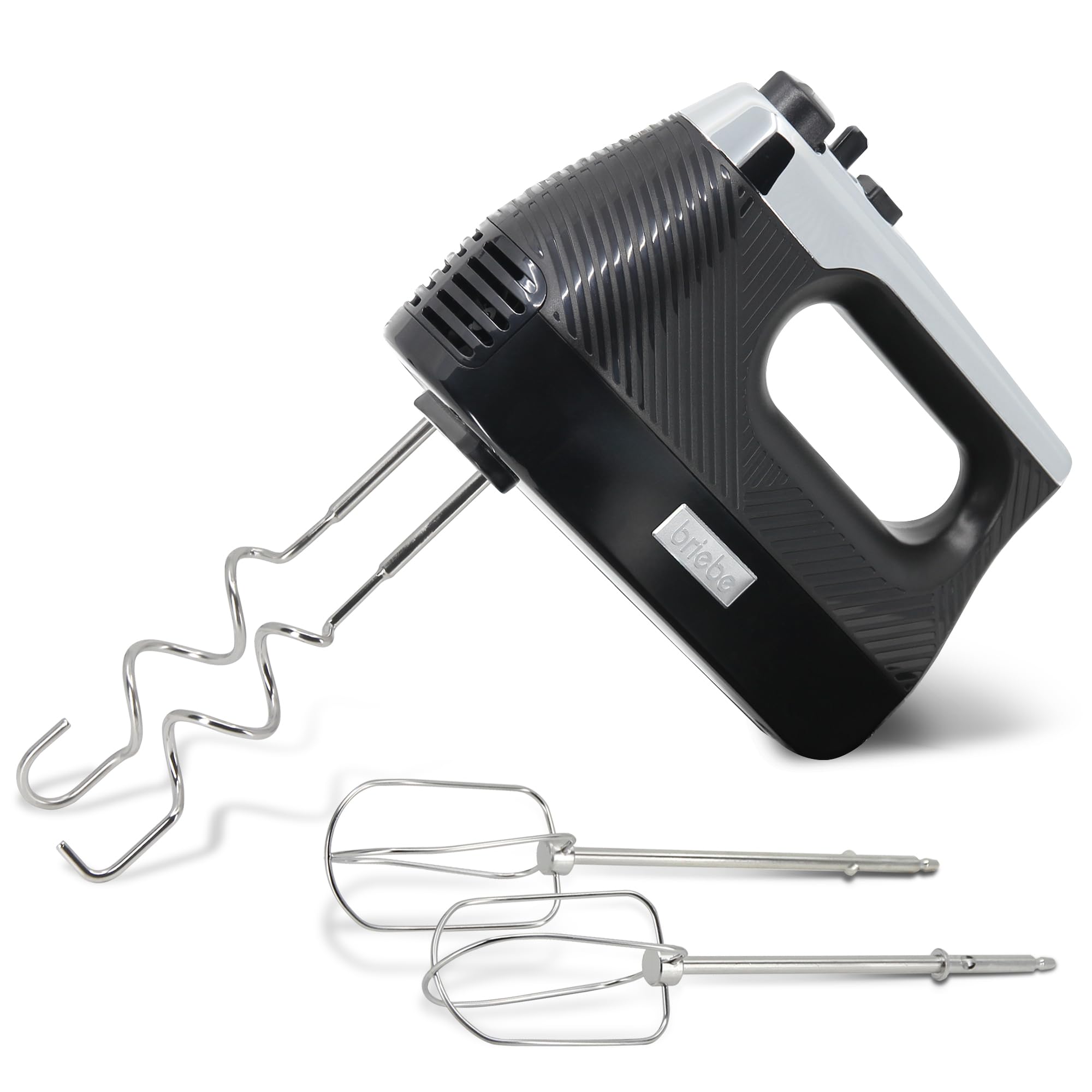 briebe Elegance Set Batidora de Mano 600W, 2 Velocidades Pie Desmontable Acero Inoxidable + Batidora de Varillas Eléctrica 400W, Amasadora de Mano Especial Repostería 5 Velocidades + Turbo (Negro)