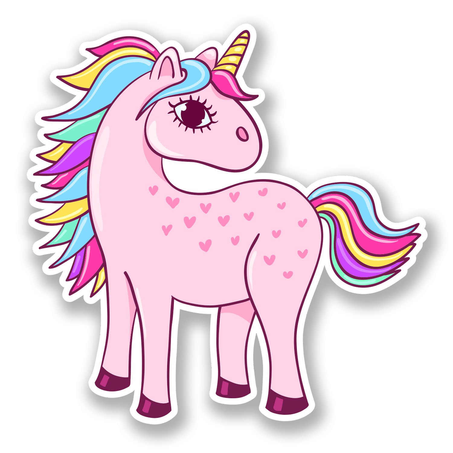 Destinationvinyl Girls Multi 2 X Pretty Pink Unicorn Vinyl Sticker Laptop Car Horse Cute Heart #6757 (10Cm X 10Cm)