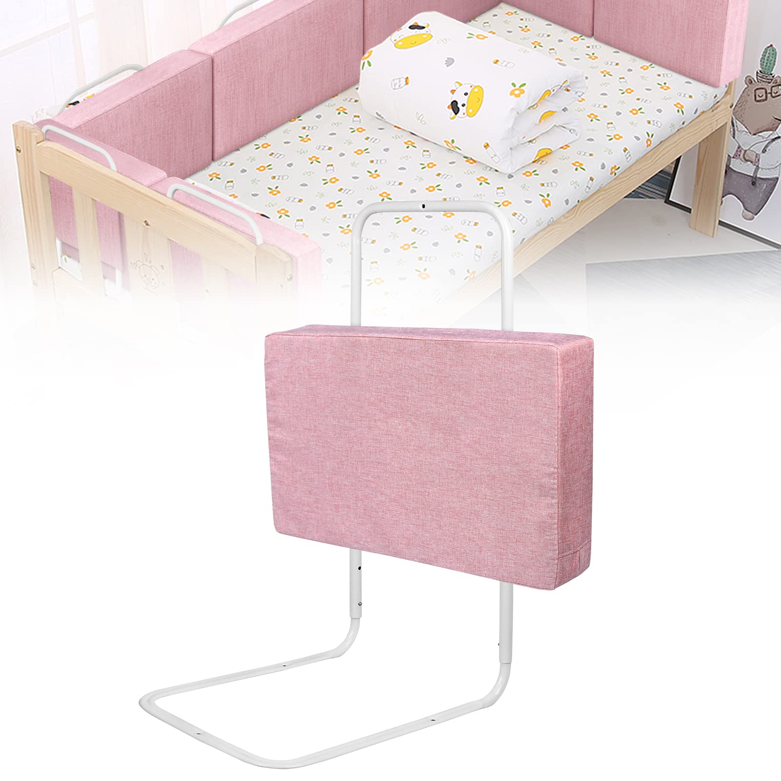 LZQ Kinderbettgitter Bettschutzgitter,Rausfallschutz Bett für Kinder 150cm,Höhenverstellbar Bettgitter für Kinderbetten,Elternbetten und Alle Matratzen Massivholzbetten(Rosa)
