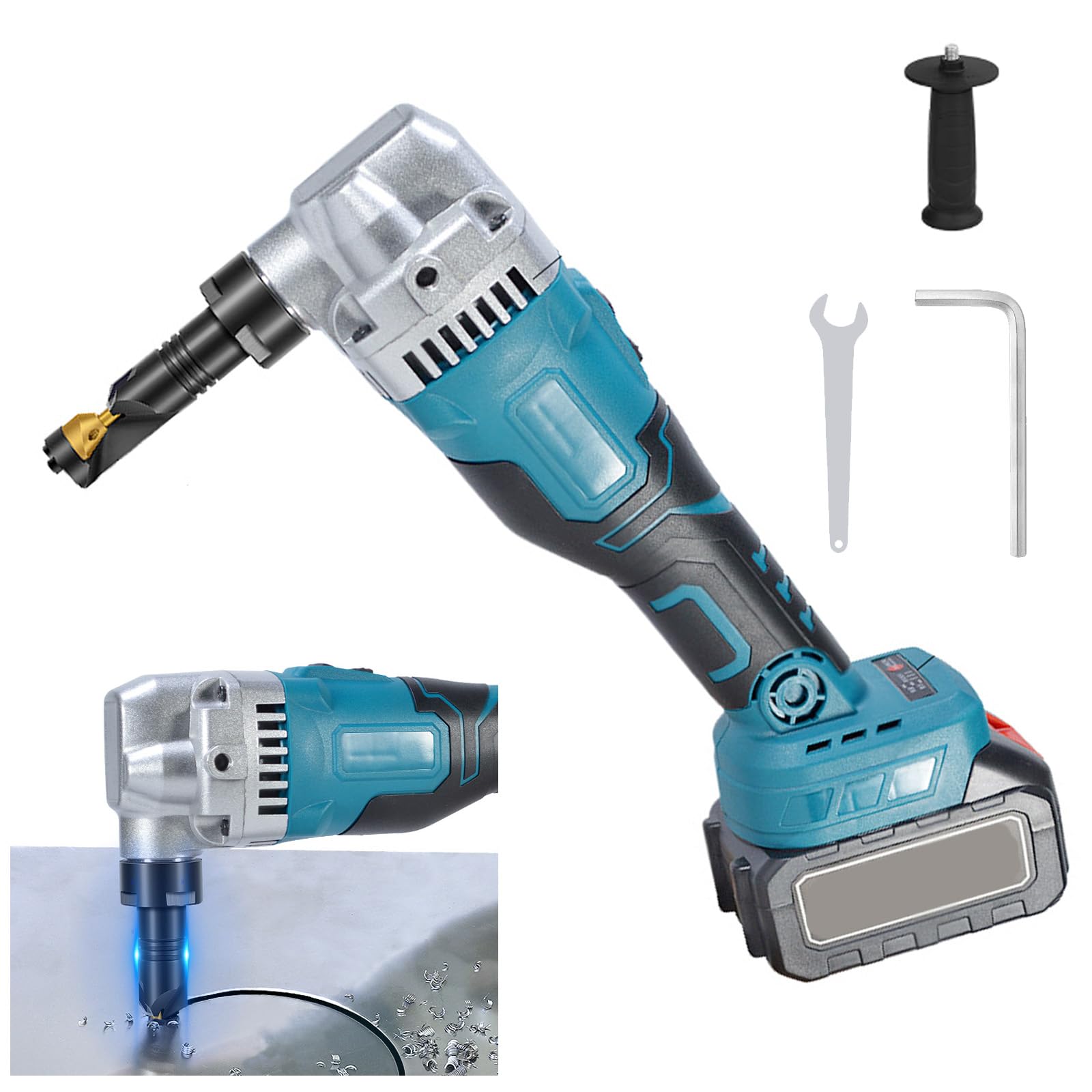 Knabber Blechknabber Kompatibel mit Makita 18V Akku, 950W 3.5m/min 1900SPM Bürstenlose Elektro-Metallschere mit 360° Drehbarer Knabberkop, 3 Stufige Akkubetriebener Metallknabber (ohne Akku)