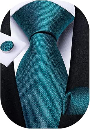 DiBanGu Extra Lange Krawatte Set - 63 Zoll Seidenkrawatte Mit Einstecktuch & Manschettenknöpfe