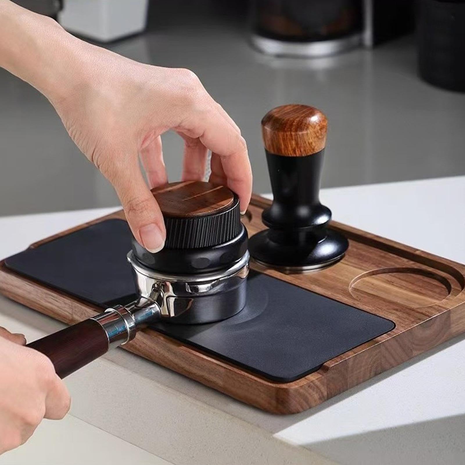 Kaffee Tamping Station Rutschfeste Holz Tamping Halter