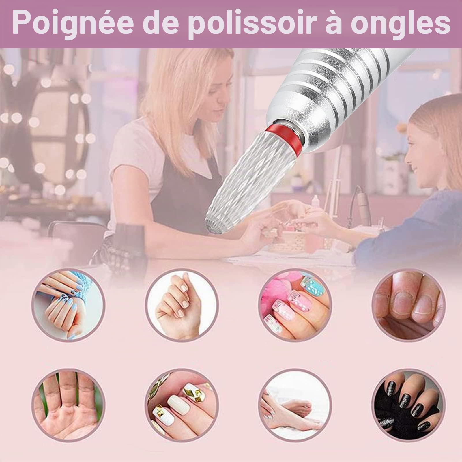 Tiiyee Stylo de Perceuse à Ongles électrique, Alliage D'aluminium Gris | Professionnelle Manucure Pédicure Outil Polissage Machine 35000 tr/min Remplacement Ponceuse Poignée Rechange Accessoires