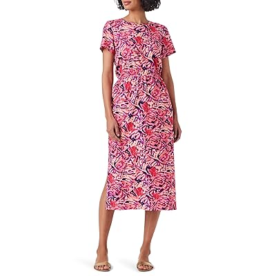 NIC+ZOE Blurred Floral SS Side Slit Midi Dress Women