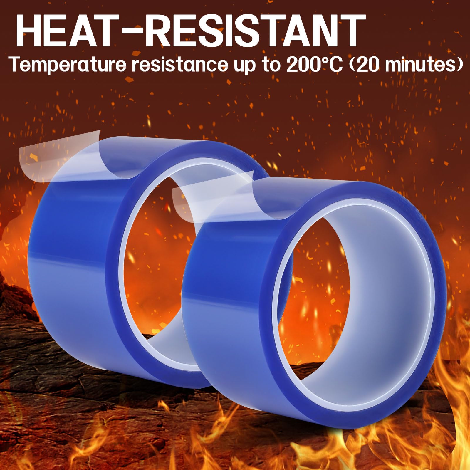 EXLECO 2 Rollos Cinta Termica Sublimacion Azul 50mm x 33m, Cinta Adhesiva de Alta Temperatura Cinta Kapton Cinta in PET Resistente al Calor sin Residuos para Impresión Electrónica, Enmascarar, Soldar