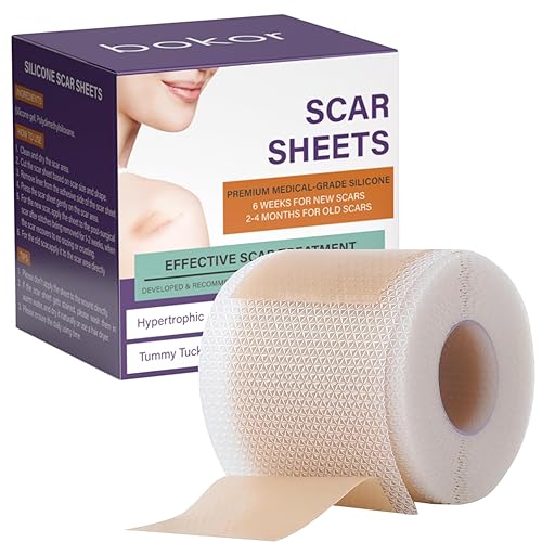 Bokor Hojas de silicona para cicatrices, cinta de silicona para cicatrices quirúrgicas, parches de eliminación de cicatrices con tratamiento de